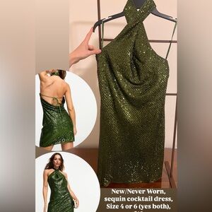 NEW - green sequin cocktail dress